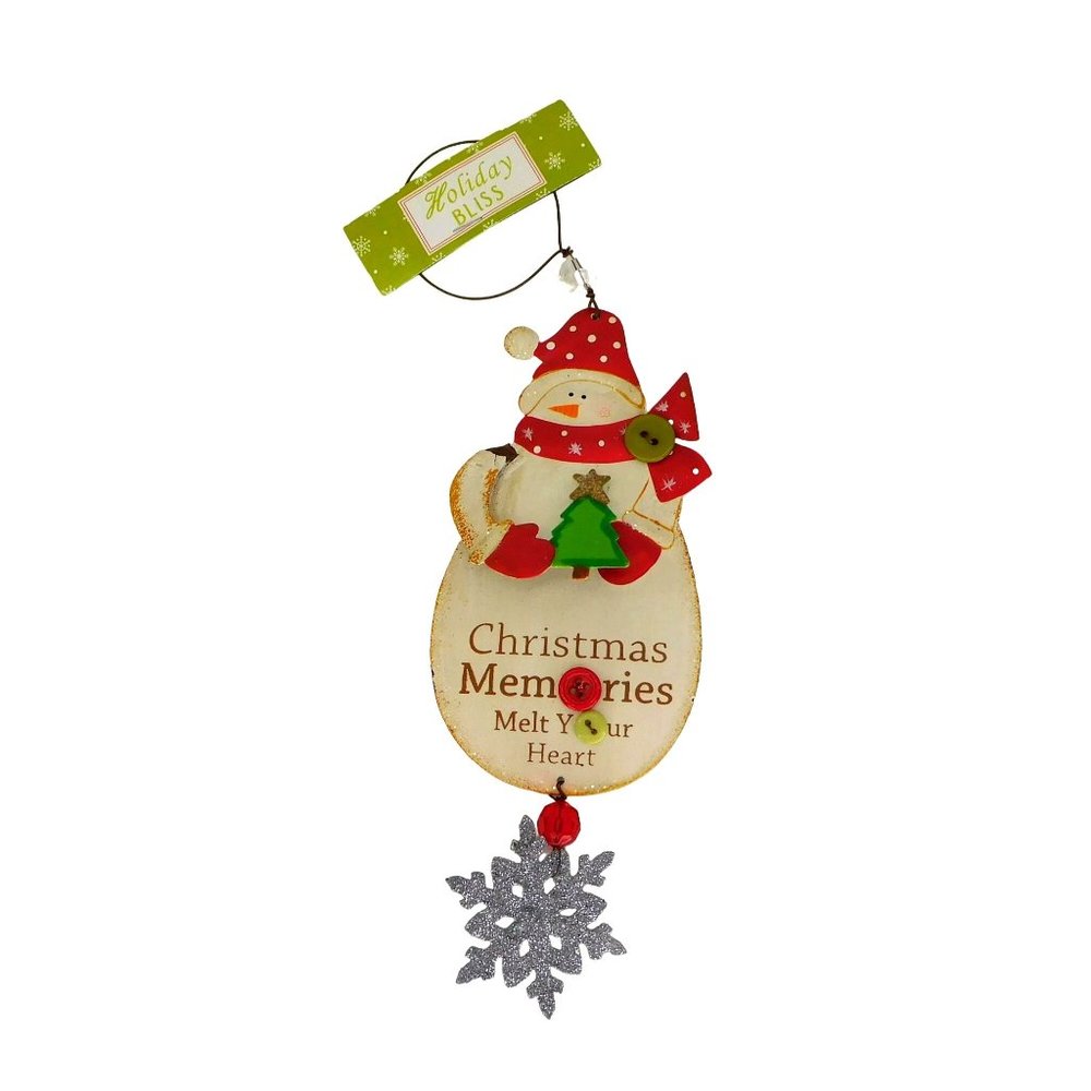 New Metal Snowman Ornament Christmas 8"